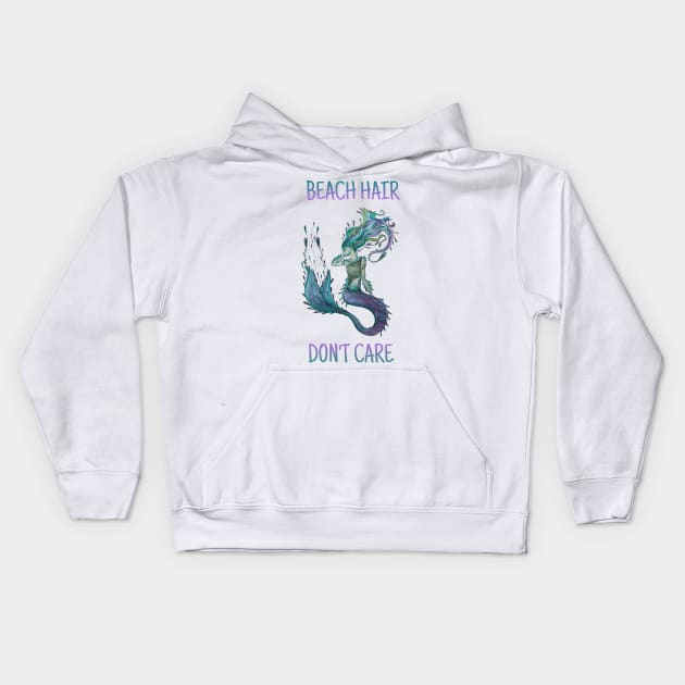 Beach Hair, Don’t Care, Watercolor Mermaid Kids Hoodie by JJacobs